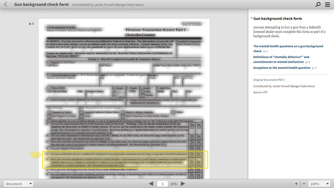 Gun background check form - DocumentCloud